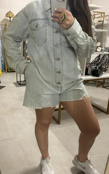 Button Down Denim Romper